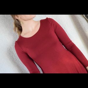 Cranberry Long Sleeve Slit Dress